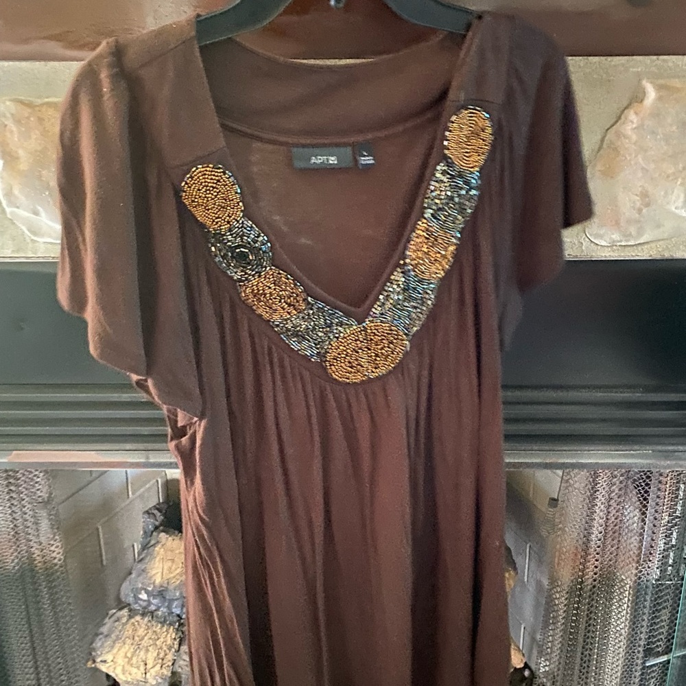 Apt 9 - brown - beading embellishment at neckline - never worn - $10.00